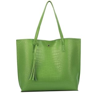 Green Crocodile Tote Bag